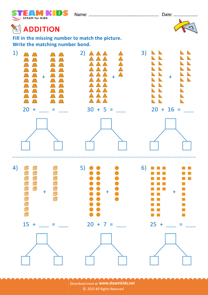 Free Math Worksheet - Using quick tens and ones - Worksheet 6