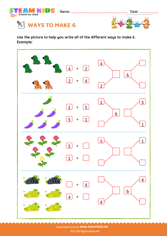 Free Math Worksheet - Ways to make a number - Worksheet 2