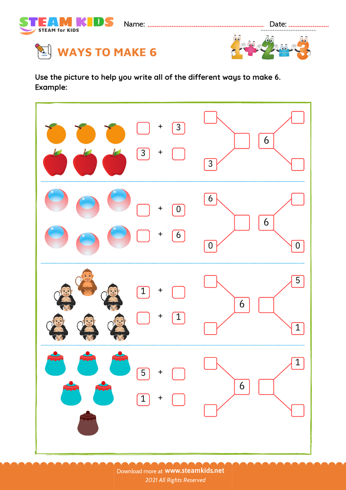 Free Math Worksheet - Ways to make a number - Worksheet 3