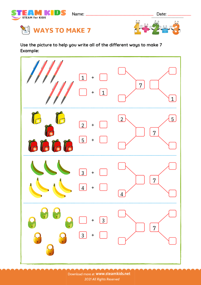 Free Math Worksheet - Ways to make a number - Worksheet 5