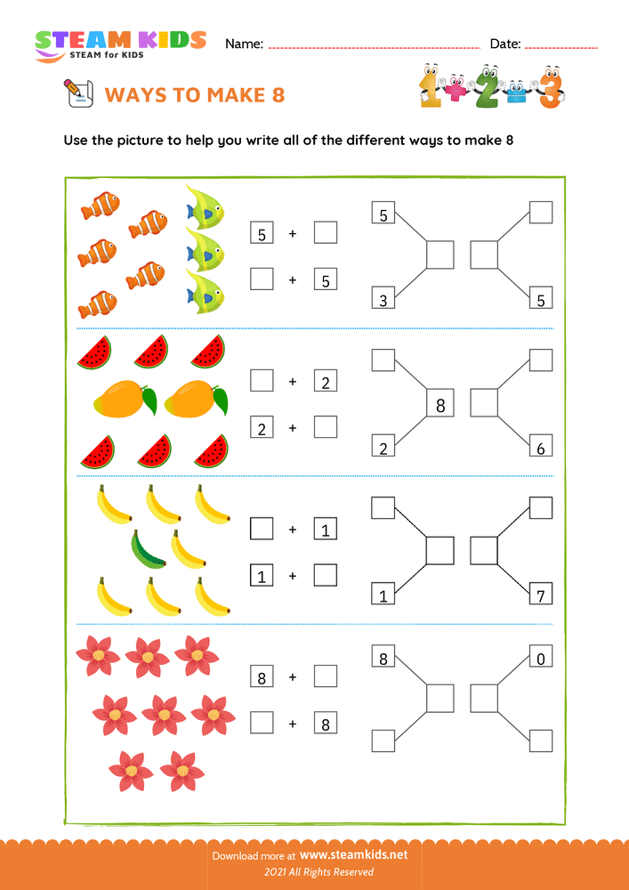 Free Math Worksheet - Ways to make a number - Worksheet 9
