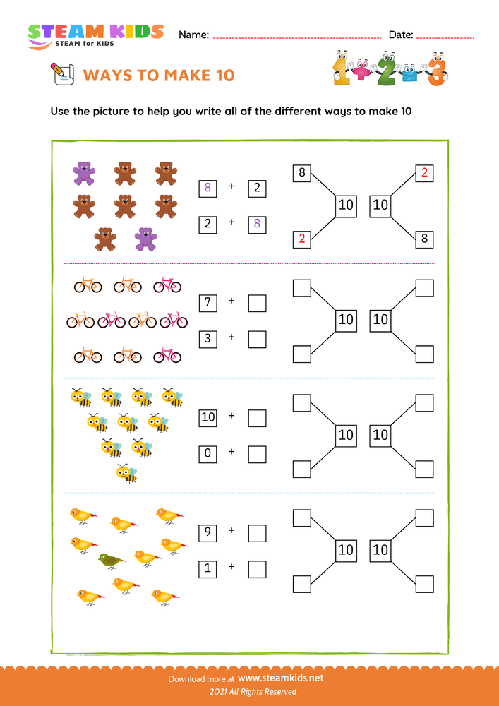 Free Math Worksheet - Ways to make a number - Worksheet 11