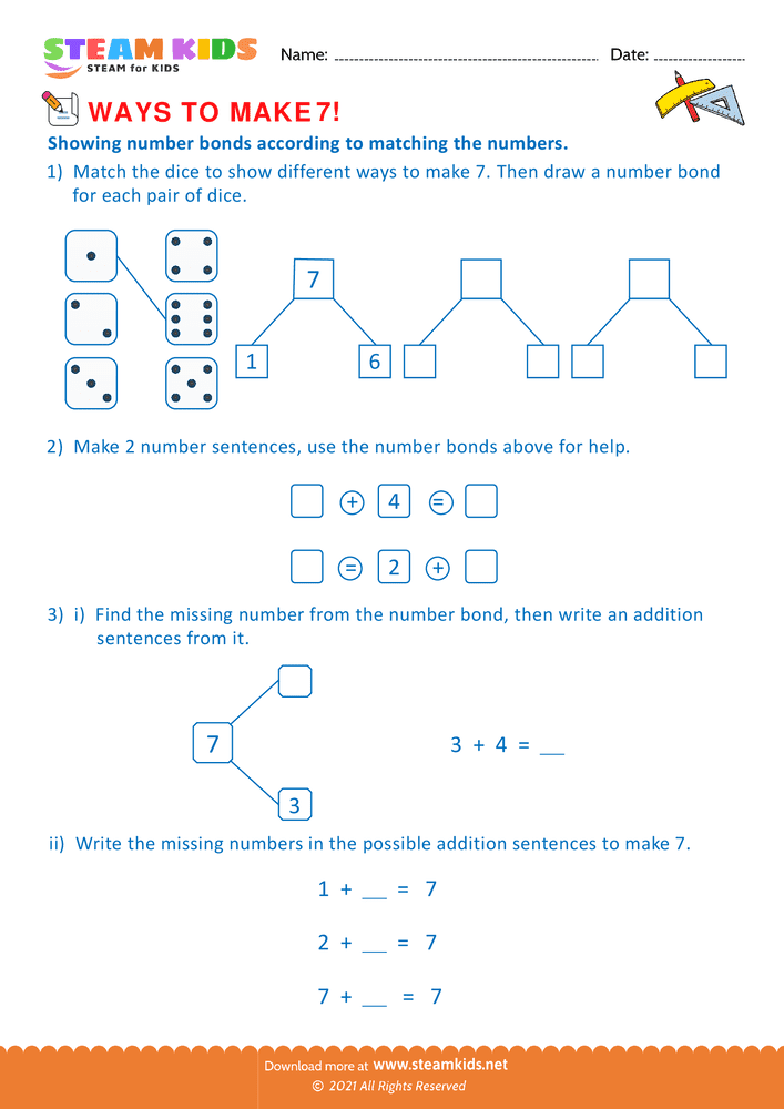 Free Math Worksheet - Ways to make a number - Worksheet 14