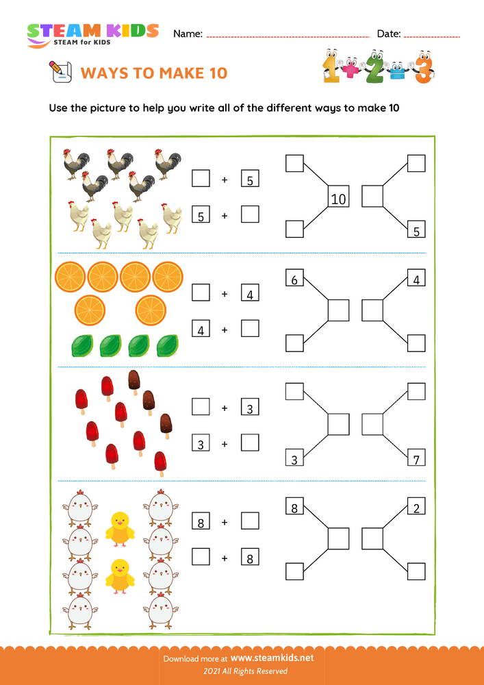 Free Math Worksheet - Ways to make a number - Worksheet 15