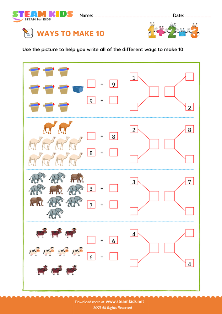 Free Math Worksheet - Ways to make a number - Worksheet 17
