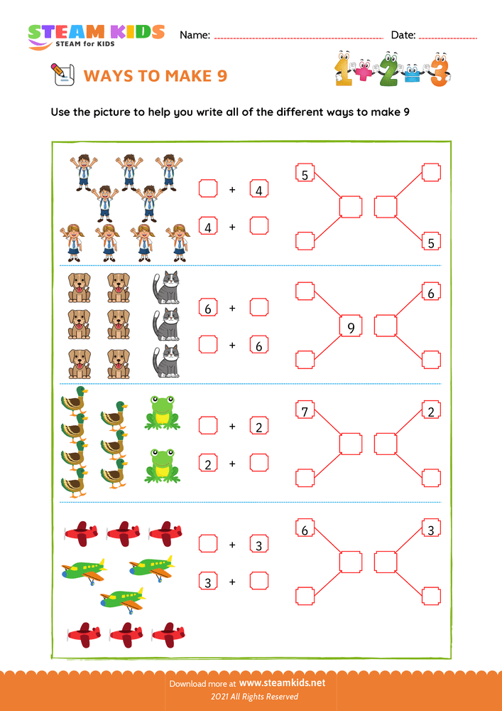 Free Math Worksheet - Ways to make a number - Worksheet 18
