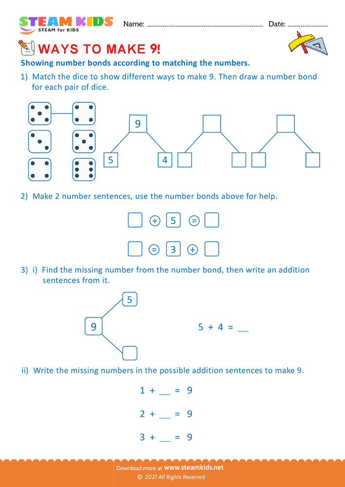 Free Math Worksheet - Ways to make a number - Worksheet 19