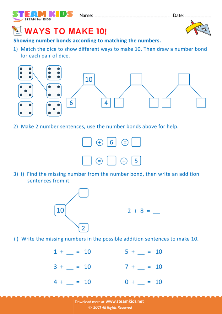Free Math Worksheet - Ways to make a number - Worksheet 20