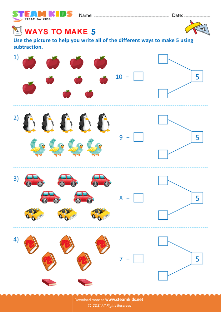 Free Math Worksheet - Ways to make a number  - Worksheet 2