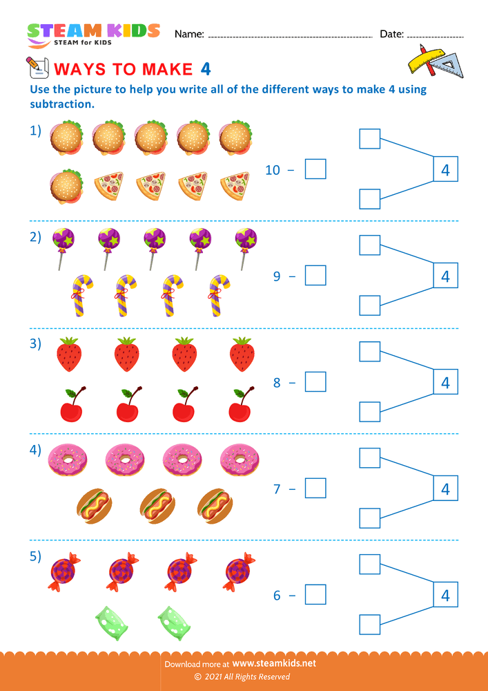 Free Math Worksheet - Ways to make a number  - Worksheet 3