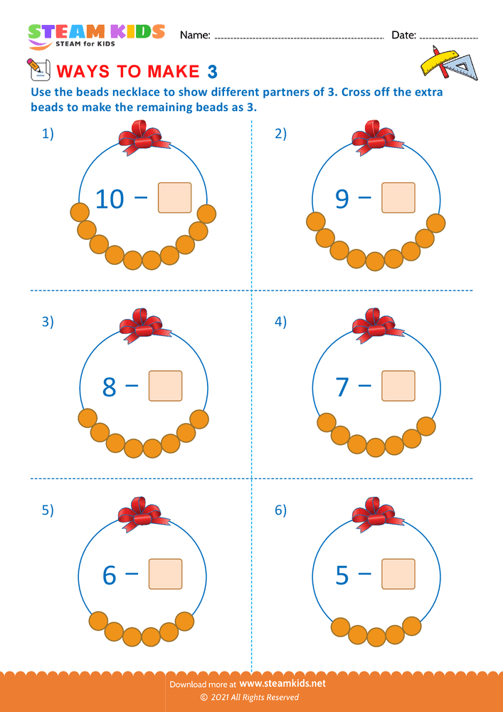 Free Math Worksheet - Ways to make a number  - Worksheet 6