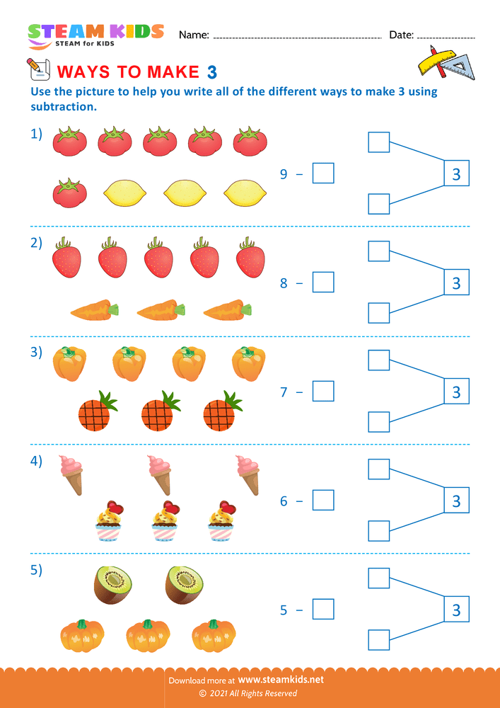 Free Math Worksheet - Ways to make a number  - Worksheet 7