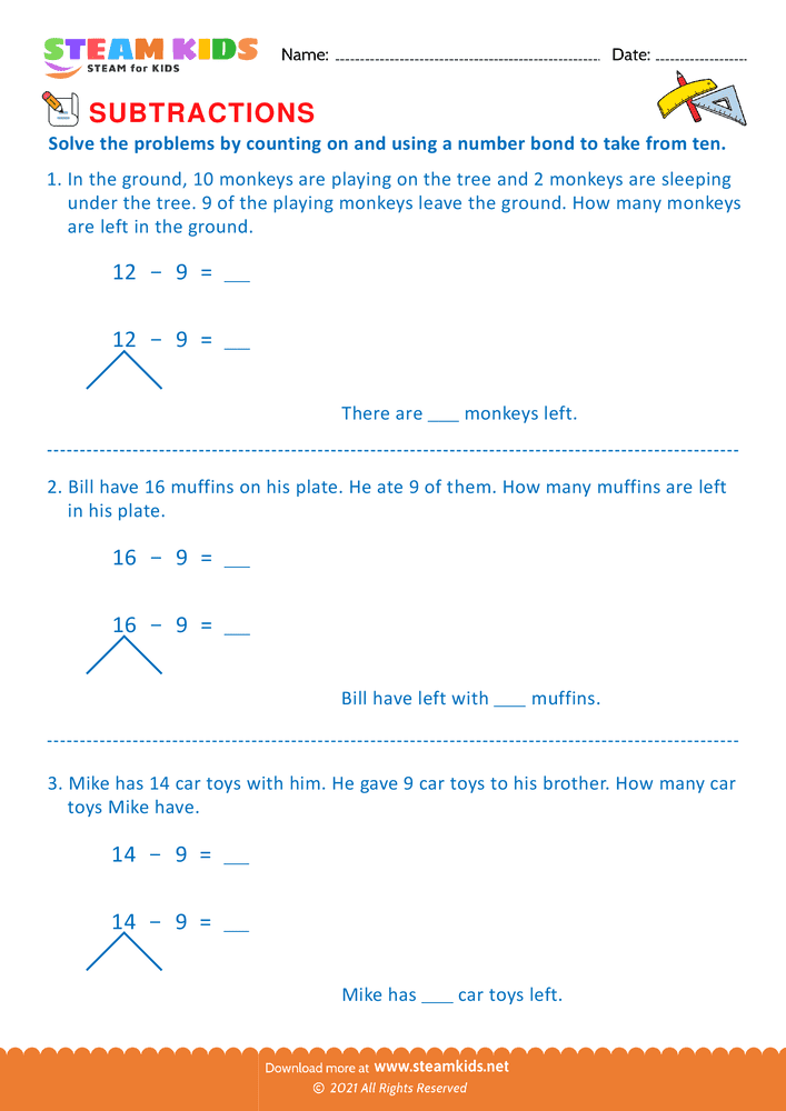 Free Math Worksheet - Word problems - Worksheet 1