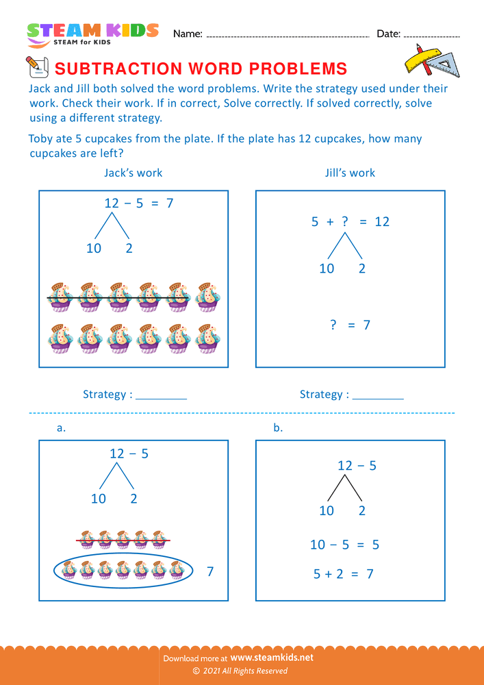 Free Math Worksheet - Word problems - Worksheet 12