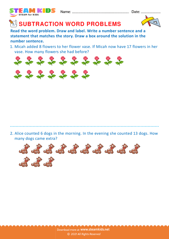 Free Math Worksheet - Word problems - Worksheet 18