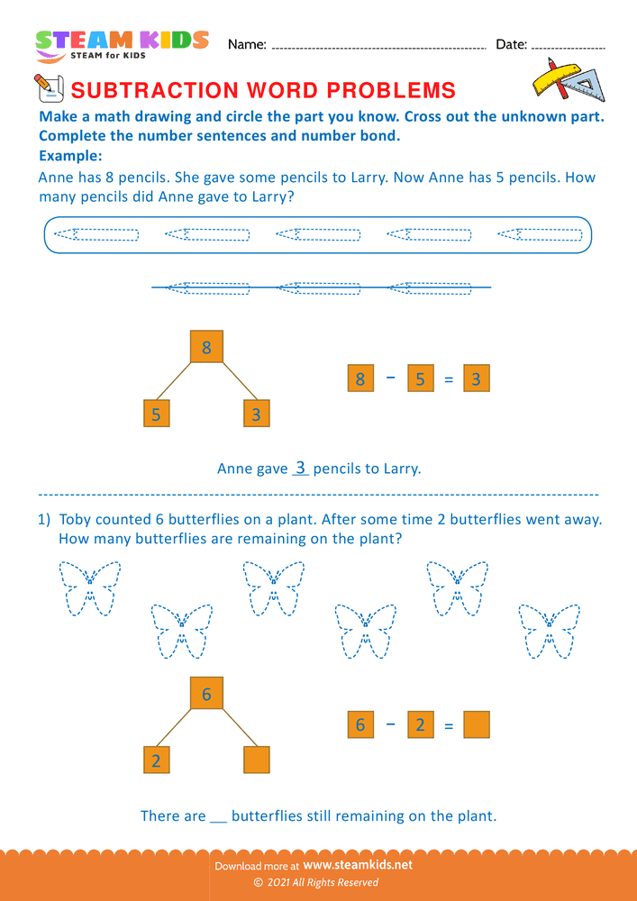 Free Math Worksheet - Solve by number bonds - Worksheet 16