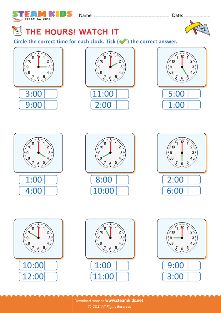 Free Math Worksheet - Time - Worksheet 2