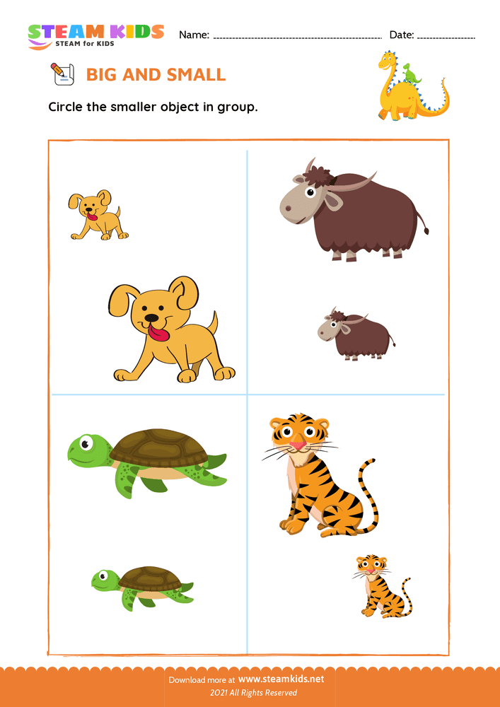 Free Math Worksheet - Big and Small - Worksheet 2