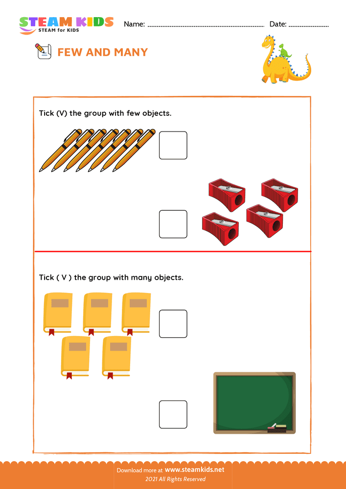 Free Math Worksheet - Few and Many - Worksheet 5