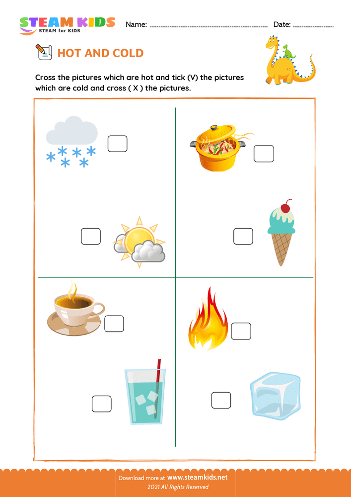 Free Math Worksheet - Hot and Cold - Worksheet 1