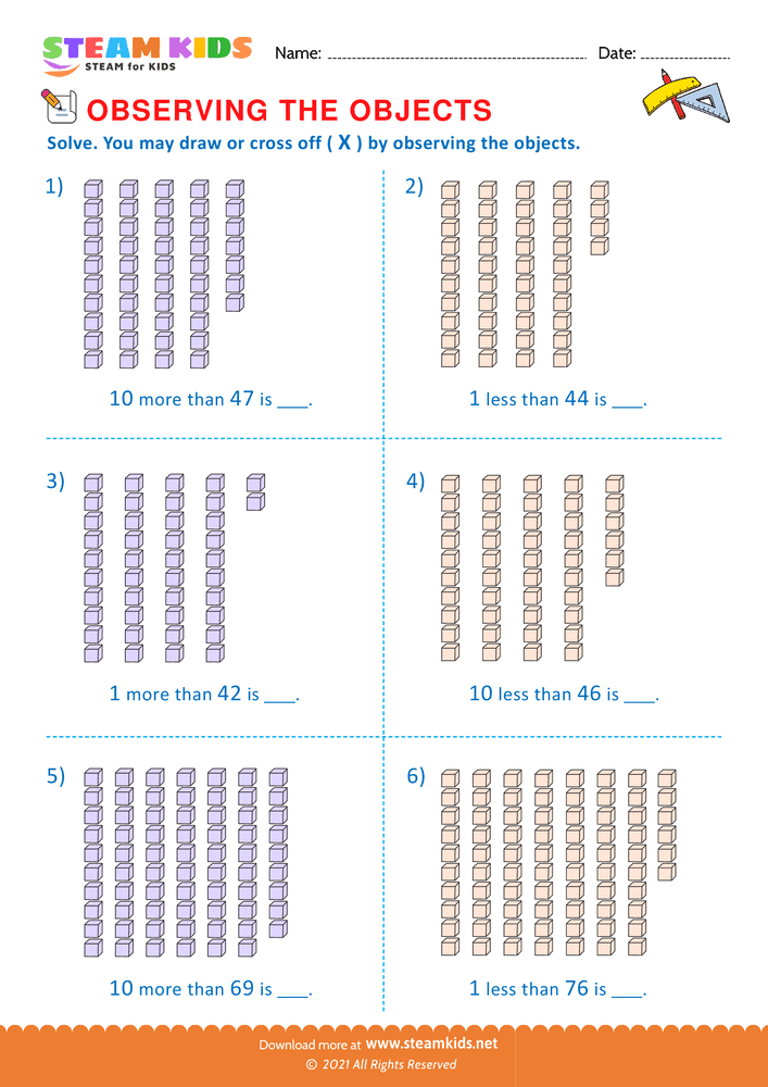 Free Math Worksheet - Observing the objects - Worksheet 5