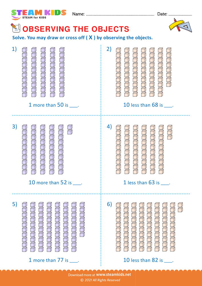 Free Math Worksheet - Observing the objects - Worksheet 15