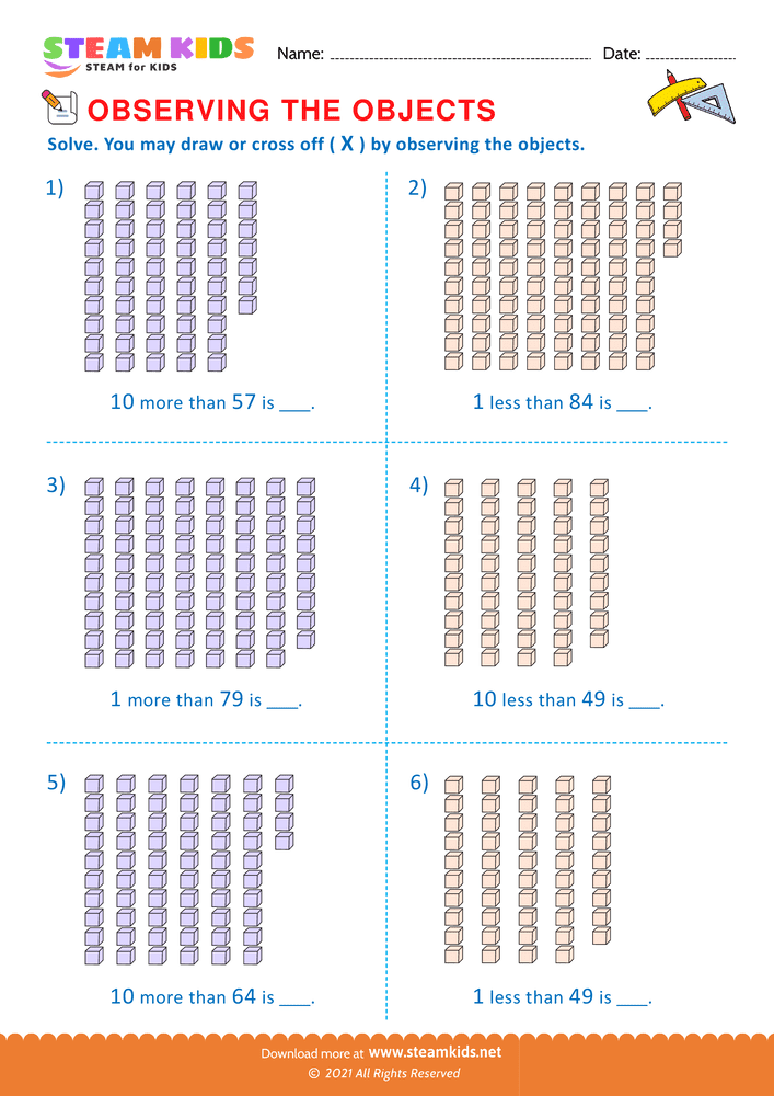 Free Math Worksheet - Observing the objects - Worksheet 18