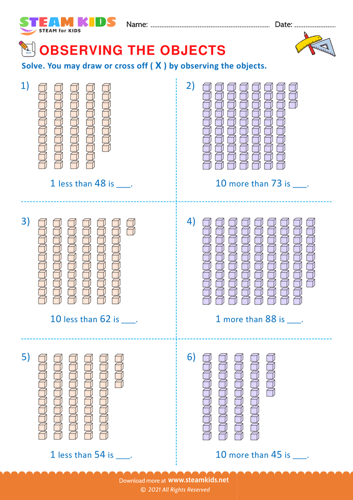 Free Math Worksheet - Observing the objects - Worksheet 26