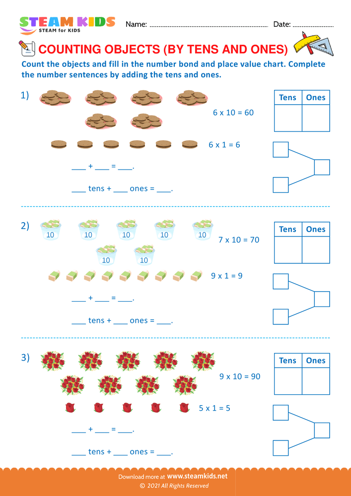 Free Math Worksheet - Counting by objects - Worksheet 5