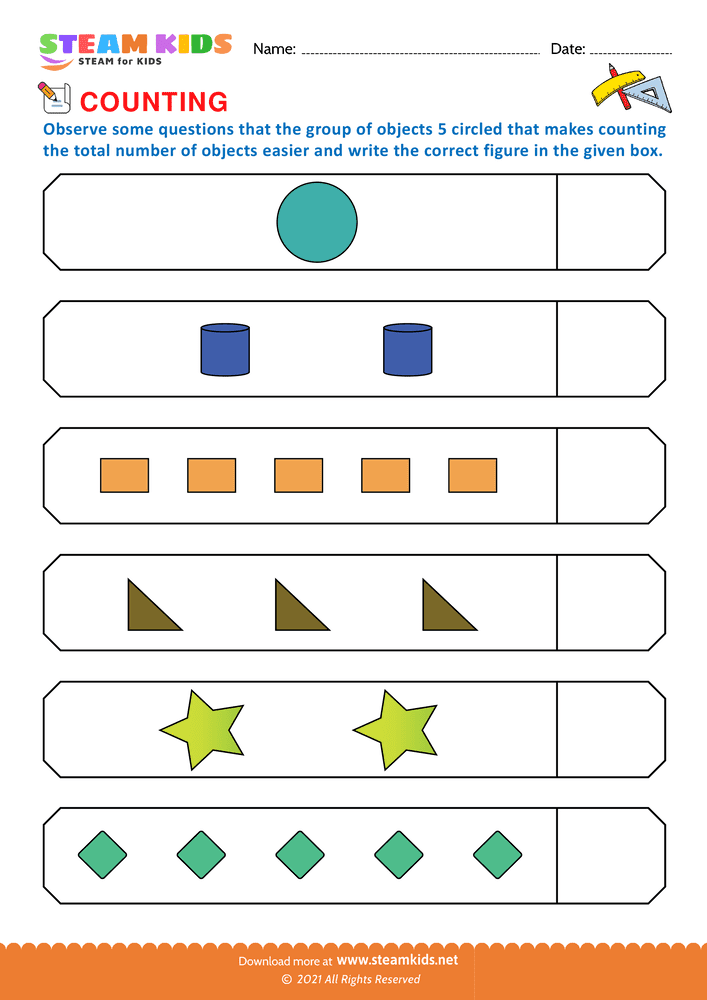 Free Math Worksheet - Count and write - Worksheet 8