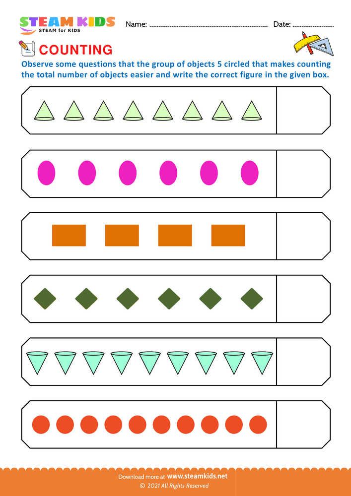 Free Math Worksheet - Count and write - Worksheet 9