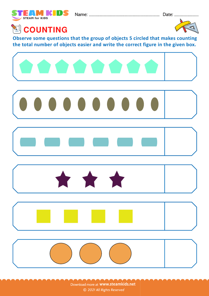 Free Math Worksheet - Count and write - Worksheet 11