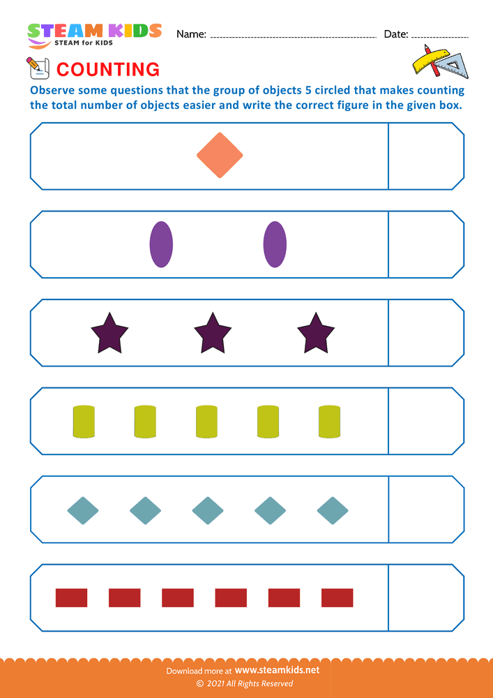 Free Math Worksheet - Count and write - Worksheet 12