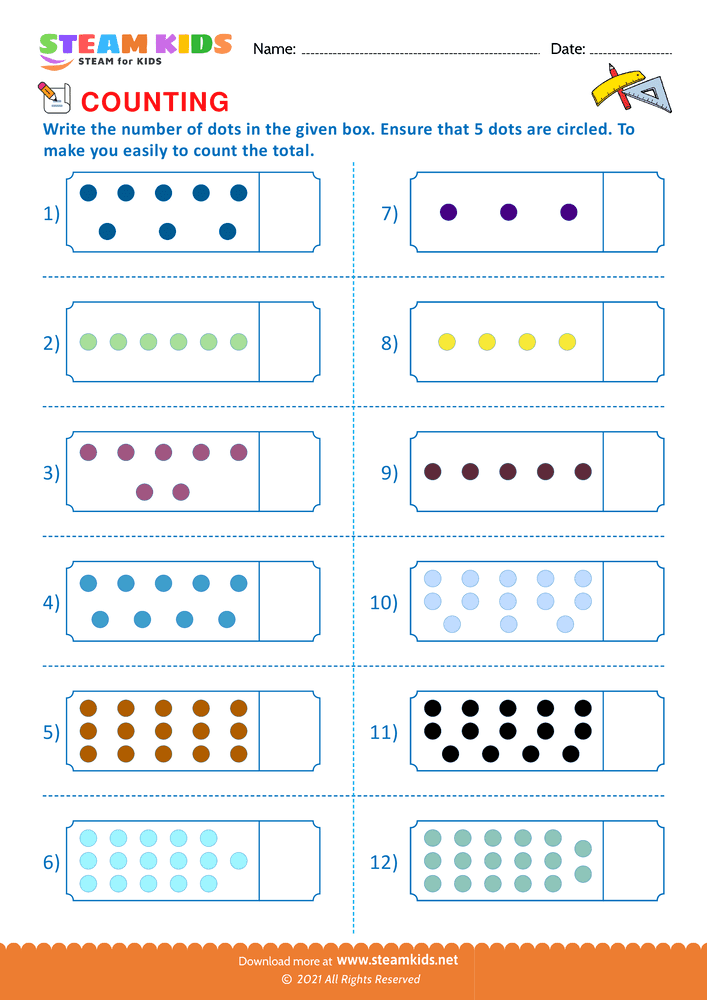 Free Math Worksheet - Count and write - Worksheet 15