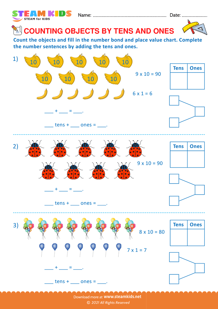 Free Math Worksheet - Counting by objects - Worksheet 9