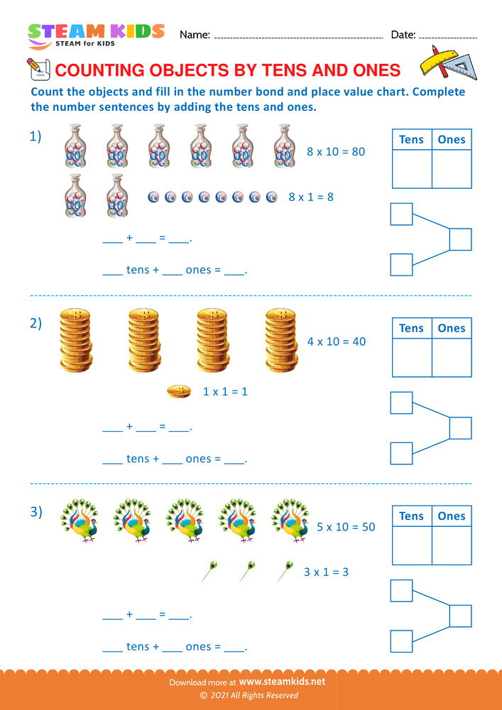 Free Math Worksheet - Counting by objects - Worksheet 11