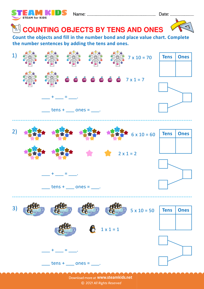 Free Math Worksheet - Counting by objects - Worksheet 12