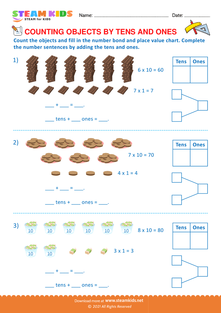 Free Math Worksheet - Counting by objects - Worksheet 13