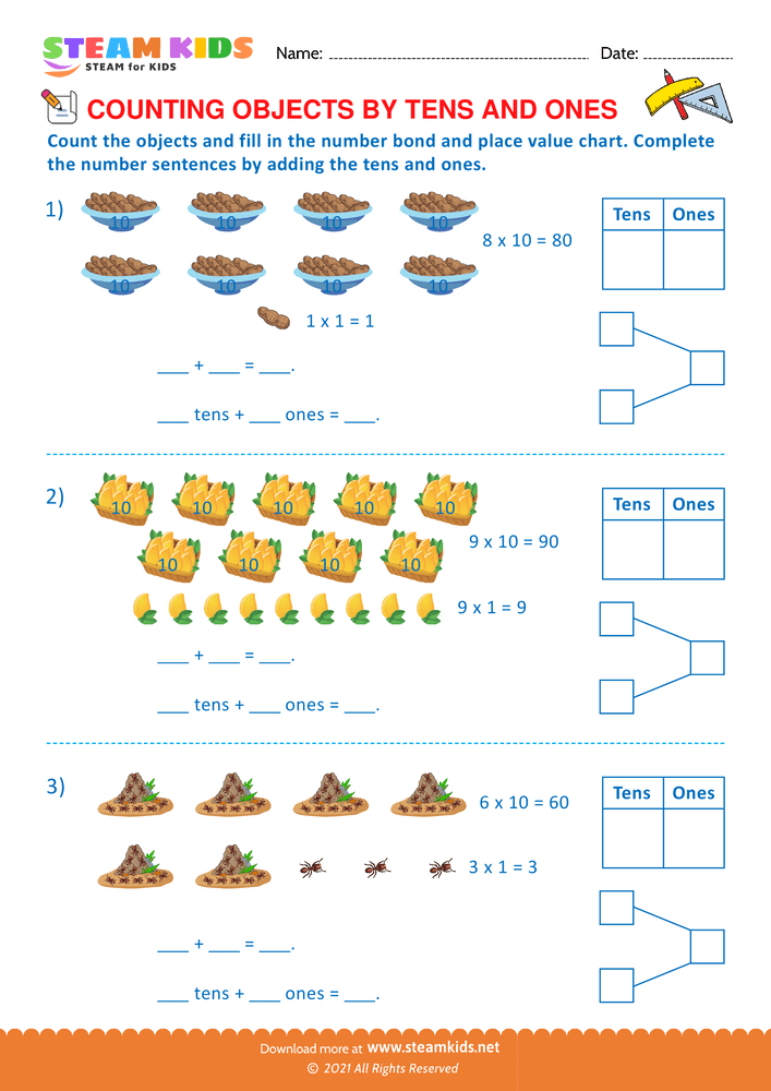 Free Math Worksheet - Counting by objects - Worksheet 14