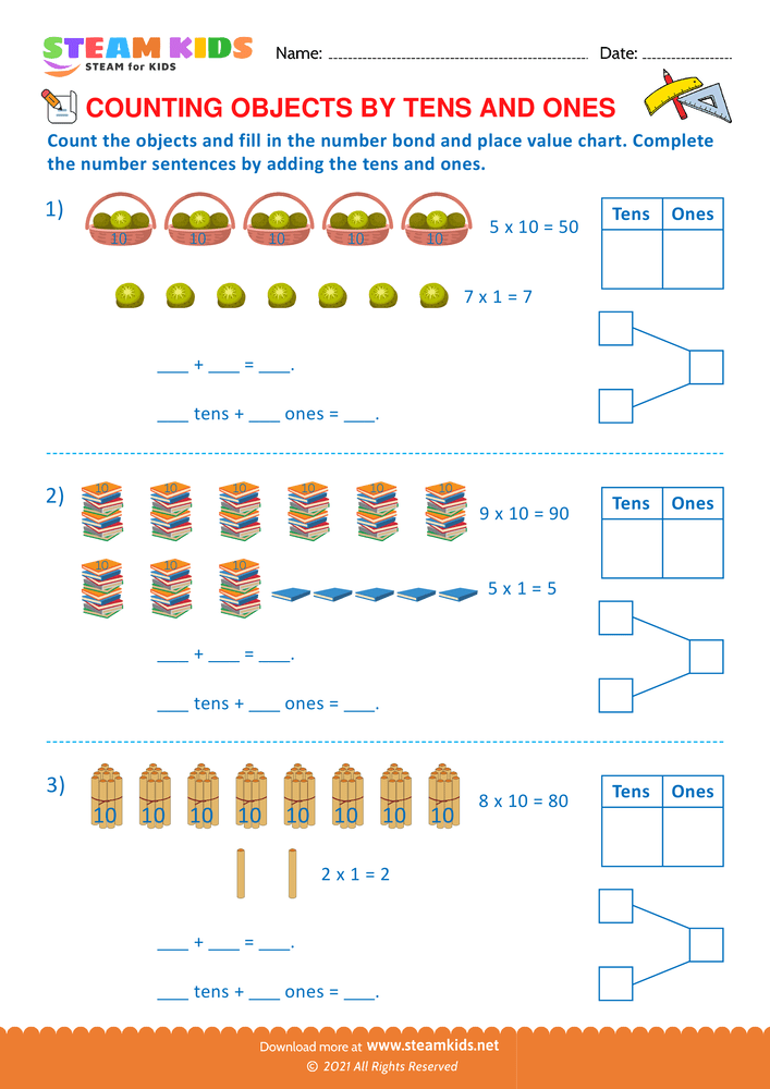 Free Math Worksheet - Counting by objects - Worksheet 15