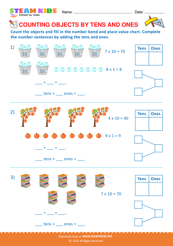 Free Math Worksheet - Counting by objects - Worksheet 16