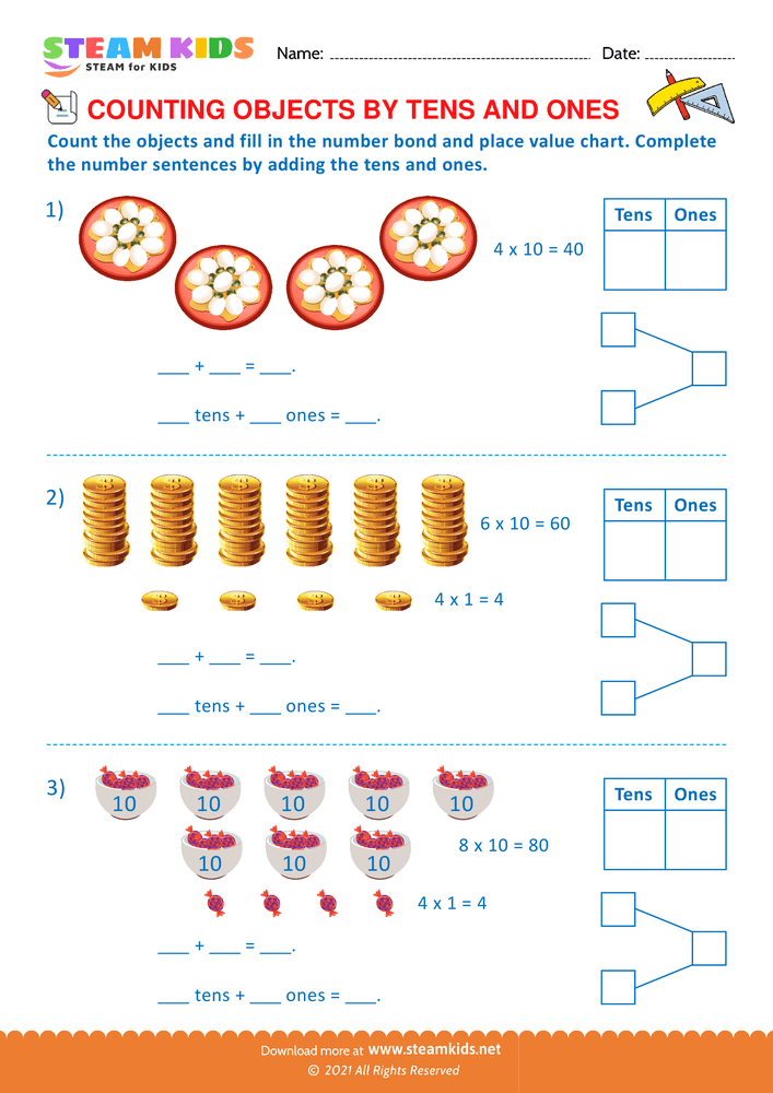 Free Math Worksheet - Counting by objects - Worksheet 17