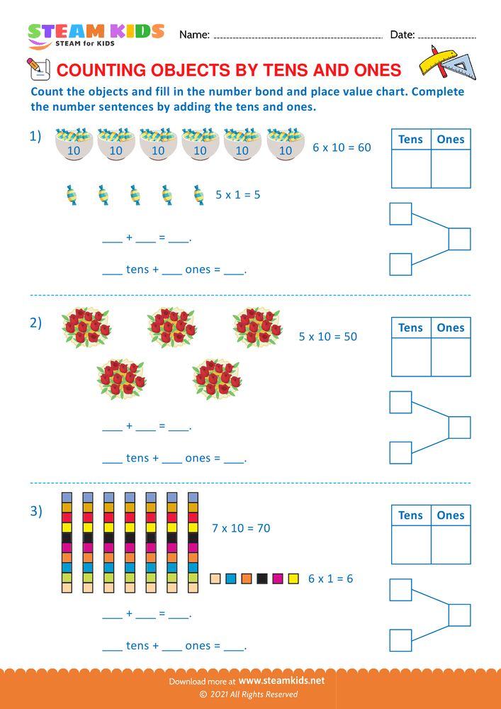 Free Math Worksheet - Counting by objects - Worksheet 18