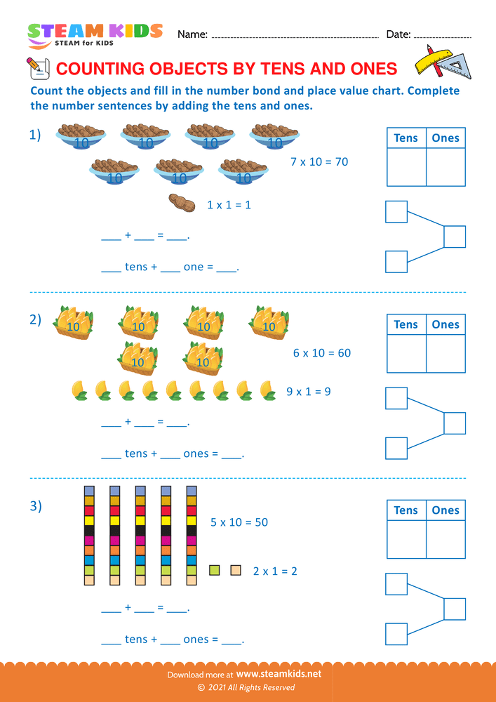 Free Math Worksheet - Counting by objects - Worksheet 19