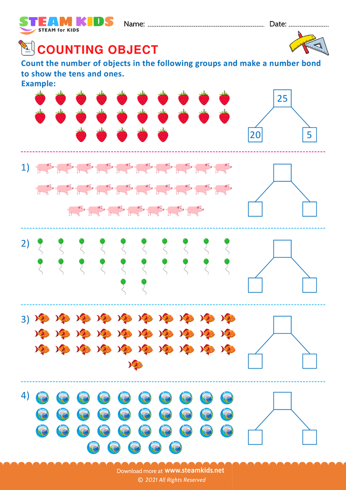 Free Math Worksheet - Complete the statement - Worksheet 1