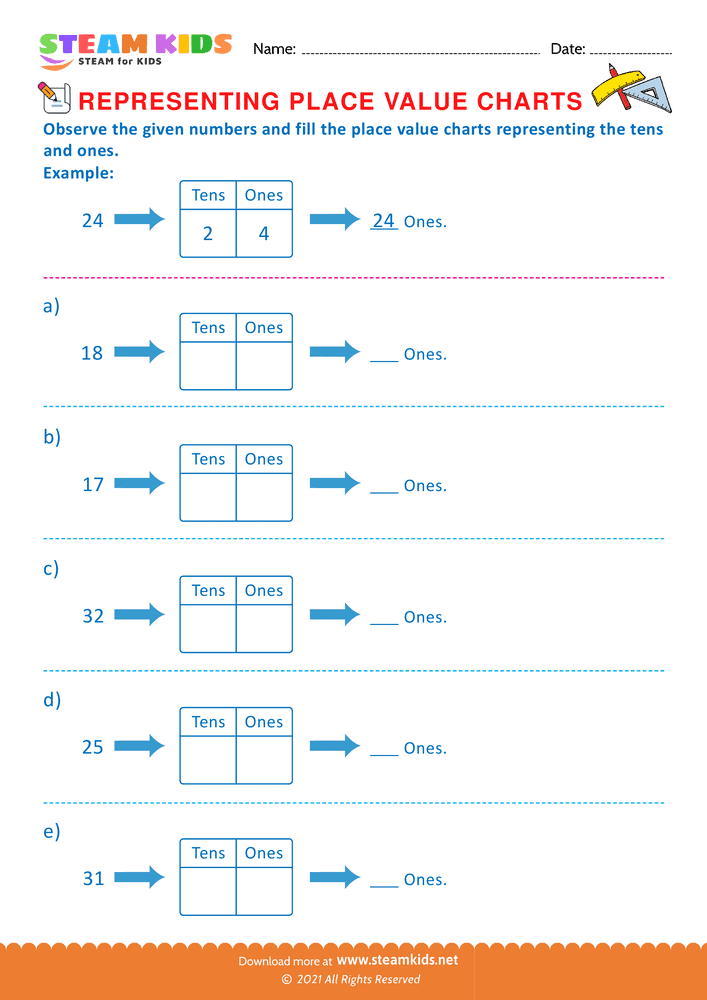 Free Math Worksheet - Write the missing numbers - Worksheet 1