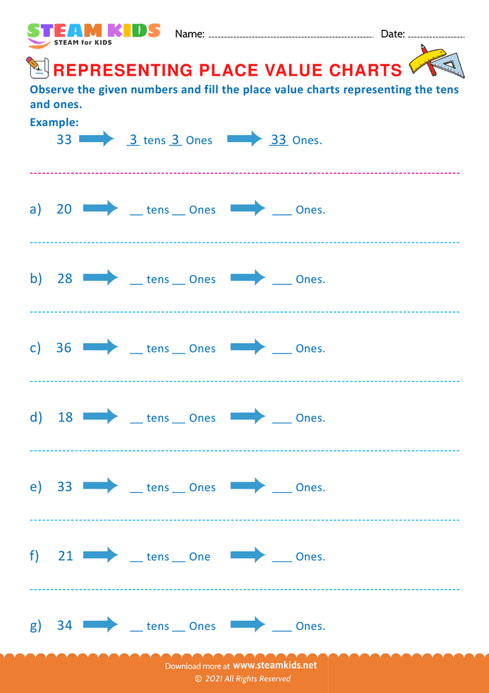 Free Math Worksheet - Write the missing numbers - Worksheet 5