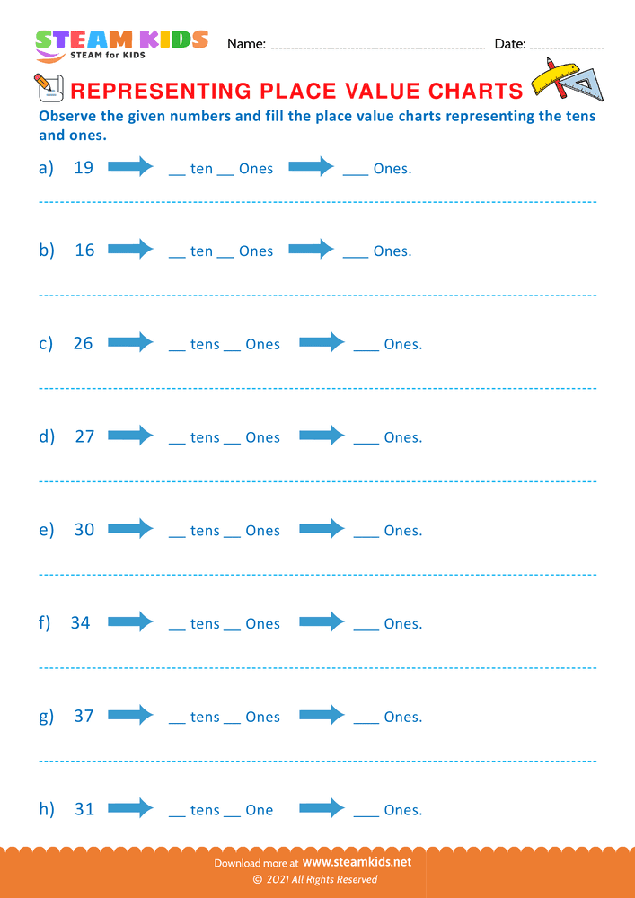 Free Math Worksheet - Write the missing numbers - Worksheet 6