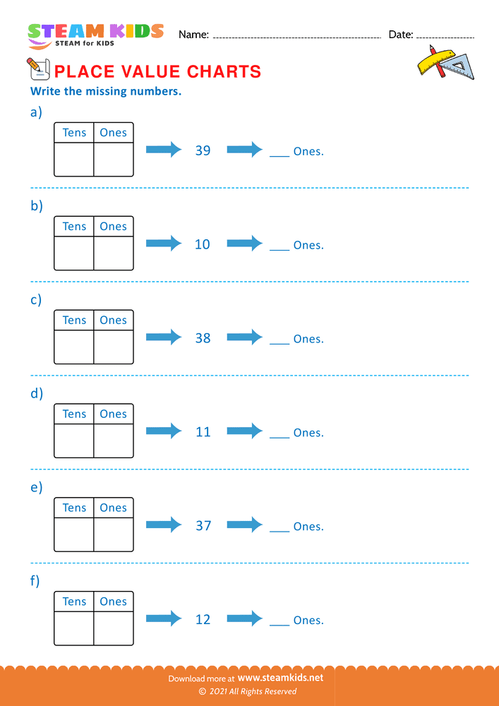 Free Math Worksheet - Write the missing numbers - Worksheet 9