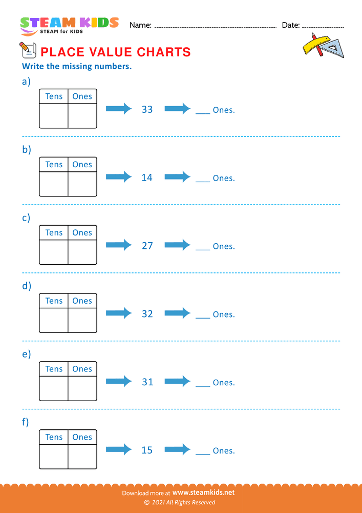 Free Math Worksheet - Write the missing numbers - Worksheet 11